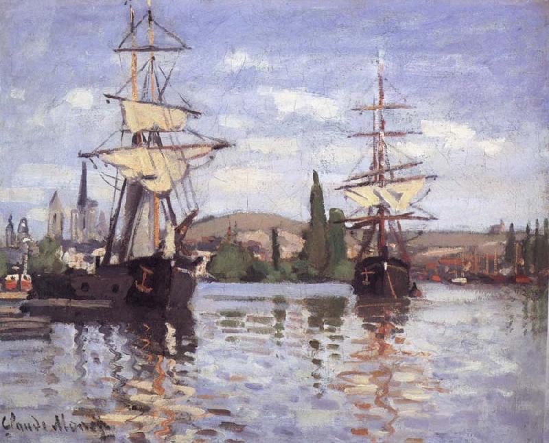 Claude Monet Ships Riding on the Seine at Rouen oil painting image